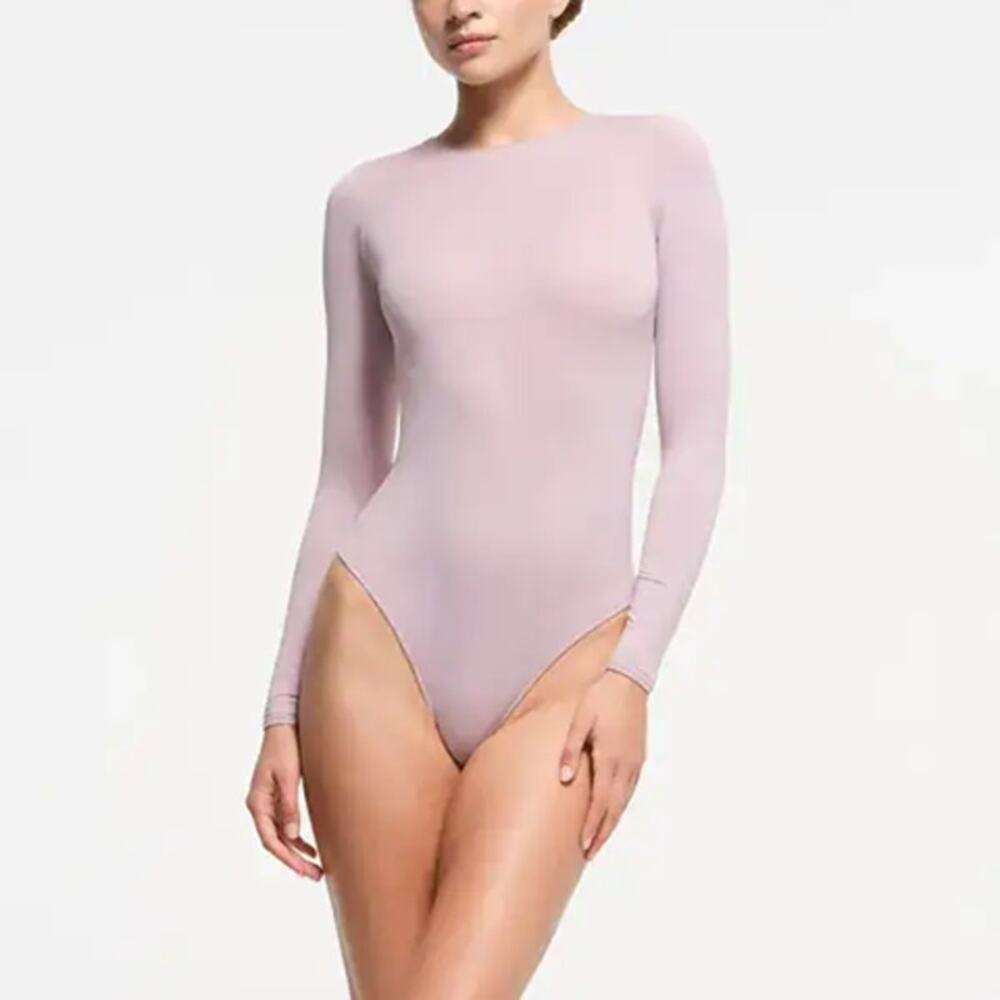 NWT Skims Essential Crew Neck Long Sleeve Bodysuit Dusk Size S/M